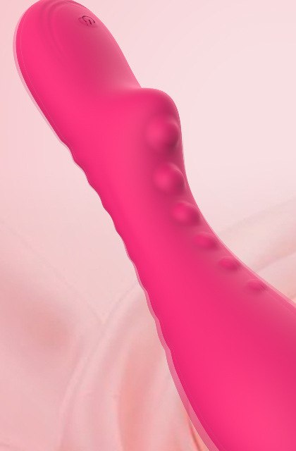 Luna flexible-head wand massager in rose pink with beaded flexible neck